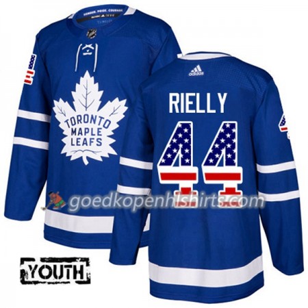 Toronto Maple Leafs Morgan Rielly 44 Adidas 2017-2018 Blauw USA Flag Fashion Authentic Shirt - Kinderen